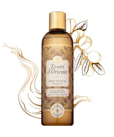 Tesori d'Oriente Bath Oil  Shower Oil Body Wash  Cleansing Oil for Women-8.45 fl oz  Made in Italy -(Argan Oil & Sweet Cyprus)