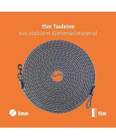 Buy Floxic Tow Lines for Dogs - 5m 10m 15m 20m Gray | Reflective Tether with Removable Hand Loop | Ideal for Puppy Training - International Shipping Available - Buy Online on GoSupps.com