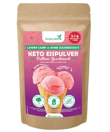 Simply Keto Lower -Carb* strawberry ice cream - creamy ice cream without added sugar with only 2.6 g net carbohydrates - without maltit - gluten -free soybreis & ketogen - for 10 portions (100 g) - Buy Online on GoSupps.com