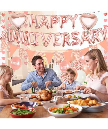 Happy Anniversary Banner Decorations - Happy Anniversary Decorations Set Includes Rose Gold Anniversary Cake Topper Letters Love Foil Balloons for Wedding Anniversary Party Decorations Rose Gold Anniversary Day Decorations - Buy Online on GoSupps.com