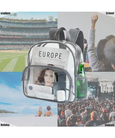 Clear Stadium Approved Mini Backpack 12x12x6 - Heavy Duty PVC Plastic Transparent Bag for Festival, Games, Travel - Gray - Buy Online on GoSupps.com