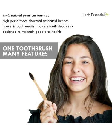 Bamboo Toothbrush Pack of 6 | Ultra-Soft Charcoal Bristles | Eco-Friendly Biodegradable & Natural Oral Care - Buy Online on GoSupps.com