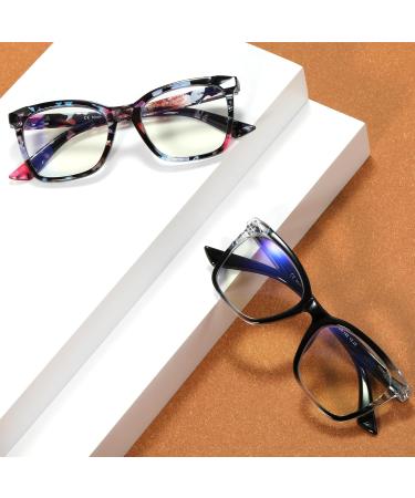 Areyeth Oversized Square Reading Glasses for Women - Blue Light Blocking Flexible Spring Hinge Multicolor & Black (1.0) - International Shipping Available - Buy Online on GoSupps.com