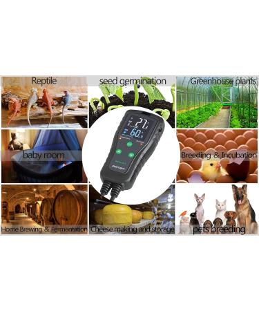 Temperature & Moisture Controller Outlet | Plug-in Thermostat for Reptiles & Greenhouses - Two-Stage Pre-Wired Electronic Black - Buy Online on GoSupps.com