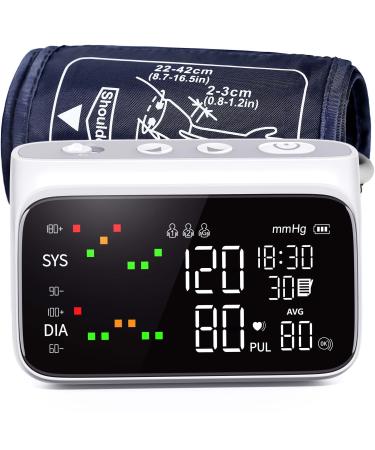 Blood Pressure Monitor Upper Arm Blood Pressure Machine Quick & Easy at-Home Automatic Digital, AVG BP Curve with Largest LED Backlit Display, Adjustable Cuff Kit, Foldable Bracket Design