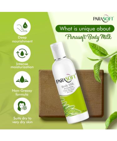 Parasoft Body & Face Milk Lotion for Very Dry Skin 100ml / 3.38 fl oz (Pack of 4) | Non-Sticky Hydrating Lotion with Aloe Vera, Shea Butter, Vitamin B3 & B6 6.76 Fl Oz (Pack of 4) - Buy Online on GoSupps.com
