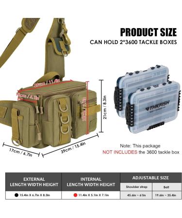THKFISH Fishing Tackle Bag Sling Pack with Rod Holder | Portable Fly Fishing Box | Khaki-New Upgrade - Buy Online on GoSupps.com