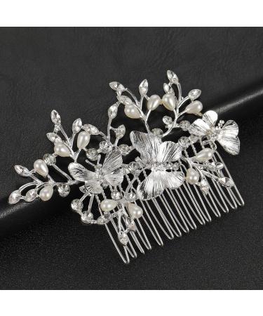 Bridal Bride Hair Accessories Rhinestone Alloy Butterfly Leaf Hair Pin Wedding Hair Piece Pins for Women Mother of Bride Pearl Comb Pearl Rhinestone Hair Accessories for Wedding and Party - Buy Online on GoSupps.com