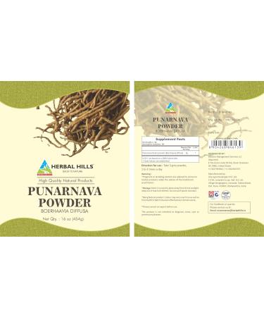 HERBAL HILLS Punarnava Roots Powder (Boerhavia Diffusa) | 16 Oz | Natural Health Supplement | Shop Now for Quality Herbal Powder Online - Buy Online on GoSupps.com