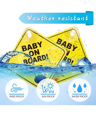 Bewudy 2 PCS Baby on Board Car Signs - Reusable Yellow Sticker with Suction Cups for Safety - Lion and Giraffe Design - Buy Online on GoSupps.com