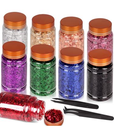 9 Boxes Gilding Flakes, Gold Foil Flakes for Resin, Gold Leaf Gilding Flakes Metallic Foil Flakes for Painting Arts and Resin Crafts, Foil Nail Art