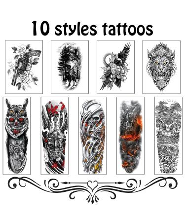 Cerlaza Temporary Tattoos for Men - 10 Sheets | Fake Sleeves Full Arm Semi Permanent Waterproof Tattoos for Adults | Realistic and Long Lasting Tatuajes Temporales - Buy Online on GoSupps.com
