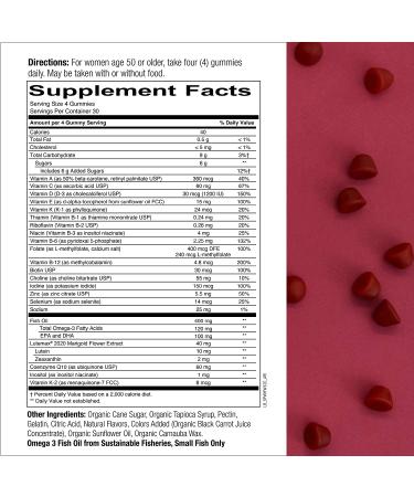 SmartyPants Women's 50+ Multivitamin: Immunity, Heart & Eye Health, Omega-3, 120 Count - Buy Online on GoSupps.com