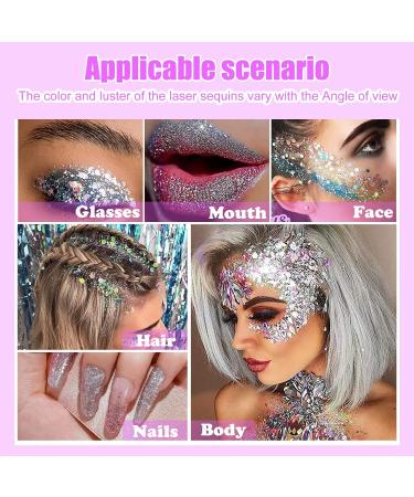 3 Bottle Festival Glitter Set | Holographic Body & Face Glitter Gel for Music Festivals Halloween Christmas - White Gold Silver - Buy Online on GoSupps.com
