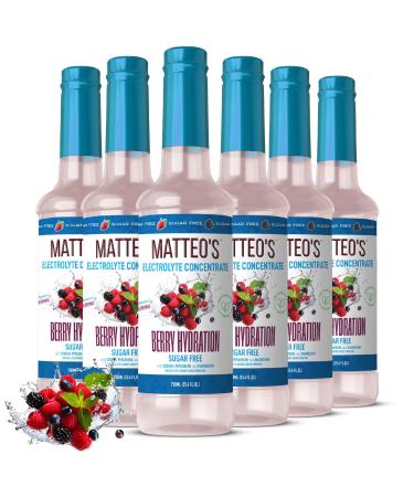 Matteo's Sugar-Free Hydration Concentrate - Electrolyte Drink for Quick Rehydration & Endurance Ideal for Workouts Travel Heat & Sun Delicious with Vitamins & Nutrients Berry Flavor 750ml 6-Pack 750 mL (pack of 6)