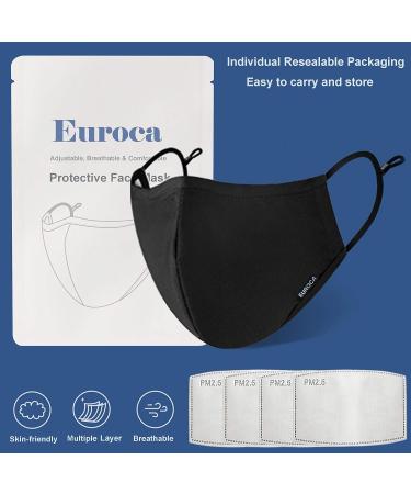 Euroca Cloth Face Mask 4 Layer Reusable Washable Adjustable For Adult Mens Womens Teens -4 Filters included Burgundy - Buy Online on GoSupps.com