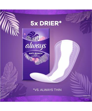 Always Anti-Bunch Xtra Protection Long Daily Liners - 108 Count Unscented, Comfortable, Anti-Bunch Technology - Buy Online on GoSupps.com