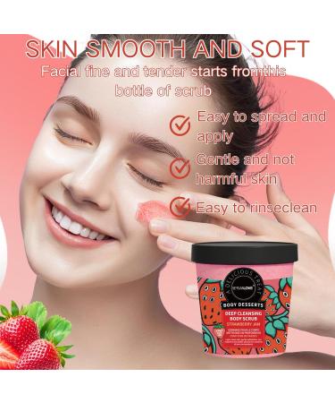 Body Scrub Exfoliator - Strawberry Body Exfoliator - Gentle Clean Face & Body Scrub - Bright Skin Exfoliating Body Scrub - Body Exfoliator Scrub Moisturize Ice Cream Texture Strawberry Flavor 220g - Buy Online on GoSupps.com