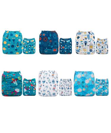 Alva Baby Reuseable Washable Pocket Cloth 6 PCS Diaper Nappies + 12 Inserts 6DM52