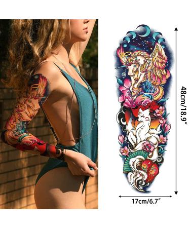 Aresvns Temporary Tattoos for Women, Teen Girls & Kids - 8 Sheets Waterproof Fake Tattoos with Sleeve Flowers Design - Long-Lasting & Realistic - Buy Online on GoSupps.com