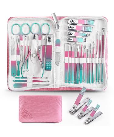 WOAMA Manicure Set 30 In 1 Pedicure Kit Nail Clippers Set Manicure Kit Professional Stainless Steel Nail Kit For Women Men 30 piece set Rainbow
