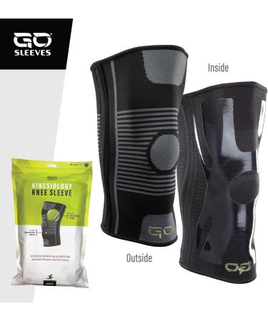 Kinesiology Knee Compression Sleeves - Professional Braces for Joint Pain Relief Swelling & Inflammation - FSA/HSA Approved - Medium Black - Buy Online on GoSupps.com