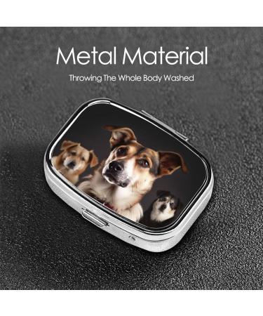 Animal Dog Photo Printing Small Pill Case - 2 Compartment Travel Pill Organizer for Pocket and Purse Gifts - Buy Online on GoSupps.com