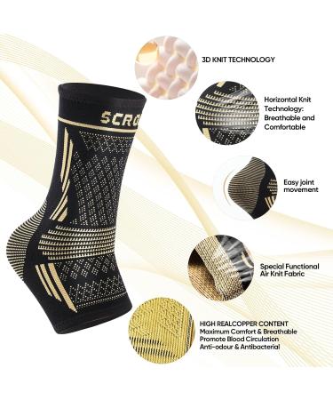 Ankle Support Brace - Copper Compression Bandage for Plantar Fasciitis Achilles Tendon Relief 2 Pack | Pain Relief & Recovery for Sports & Running - Buy Online on GoSupps.com