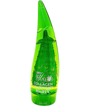BioRLX 99% Purity Aloe Vera Gel with Collagen and Hyaluronic Acid for Face Body and Hair & Soothing Moisture After-Sun Aftershave Dry Skin 8.5 fl.oz. 250 ml