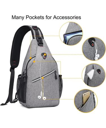 MOSISO Breast Pocket Sling Bag | Multipurpose Crossbody Shoulder Backpack for Men & Women - Gray Travel & Hiking Daypack - Buy Online on GoSupps.com