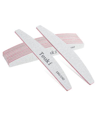 Teuki 12pcs Nail Files 180 240 Grit for Poly Nail Extension Gel and Acrylic Nails Emery Boards Doubled Sides Washable Nail File Manicure Tools 180/240 Grits
