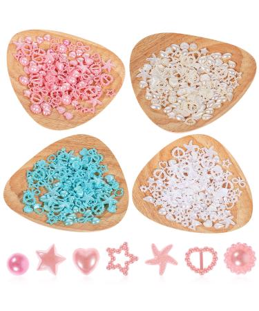 Beaupretty Hair Accessory 4 Bags Pearls Heart Nail Charms Mixed Style 3D Nail Art Charms Assorted Heart Star Bowknot Round Starfish for Nail Art DIY Crafts Accessories Hair Accessories