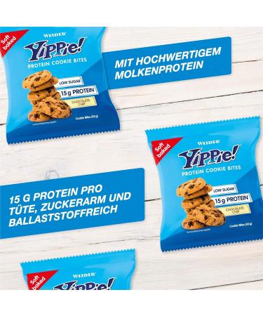 Weider Yippie Cookie Bites - Chocolate Chip Protein Cookies | 15g Protein Fitness Snack | 6 Pack - Buy Internationally - Buy Online on GoSupps.com