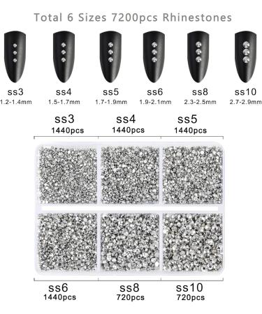 Beadsland 7200PCs Clear Flatback Rhinestones & Wax Pen Kit - Mixed Sizes for Nail Art & Handicrafts - Buy Online on GoSupps.com