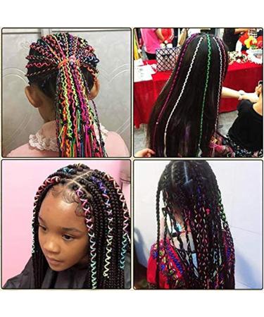 Colorful Hair Strings - Hair Tinsel Extensions Hair Thread Yarn Braiding Wire Ribbon | 96 Colorful Plastiic Braided Hip Hop Headband Braided Rope Braiding Hair Tie for Girls Braids Hair Styl - Buy Online on GoSupps.com