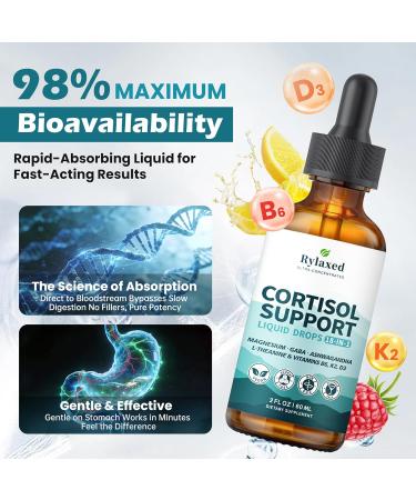 Cortisol Supplements for Women & Men, 18 in 1 Stress & Mood Support Drops with Magnesium 480mg, GABA, Ashwagandha, L-Theanine & Phosphatidylserine, for Relaxation & Sleep, Lemon Raspberry Flavor 60mL - Buy Online on GoSupps.com