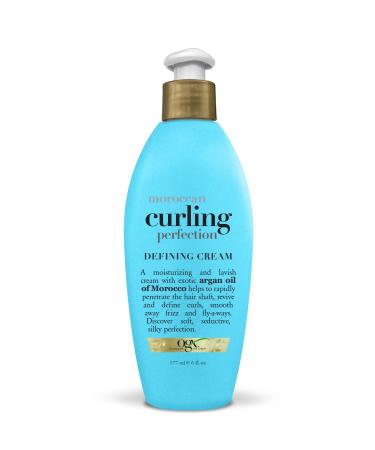 OGX Argan Oil of Morocco Curling Perfection Curl-Defining Cream, Hair-Smoothing Anti-Frizz Cream to Define All Curl Types & Hair Textures, Paraben-Free, Sulfated-Surfactants Free, 6 oz