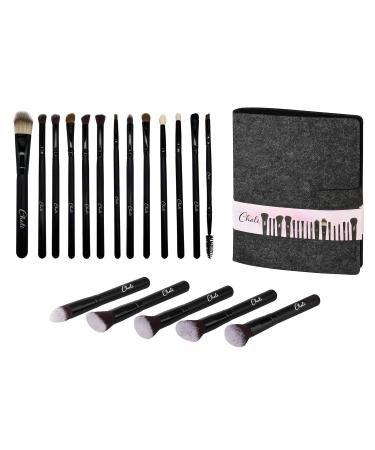 Chali 18-Piece Make-Up Brush Set with Bag | Professional Cosmetics Brushes for Foundation Eyeshadow Powder Blender Concealer & Eyebrows - International Shipping Available - Buy Online on GoSupps.com