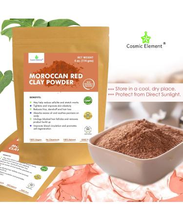 Moroccan Red Clay Powder - Nourishing Skin & Hair | Versatile Clay Masks Wraps & Scrubs - 4 oz International Shipping Available - Buy Online on GoSupps.com