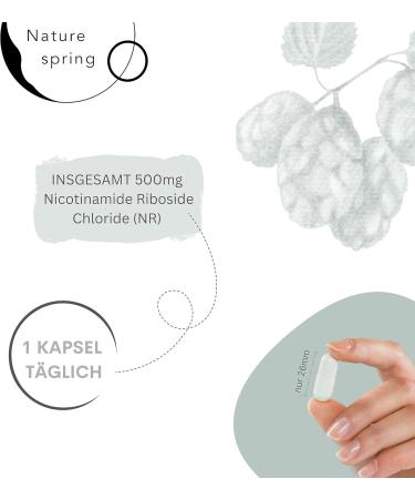 Nature Spring Nicotinamide Riboside NAD+ Capsules 500mg - Anti-Aging Skin & Energy Boost | Vegan | 1-Month Supply | Lab Tested in DE - Buy Online on GoSupps.com
