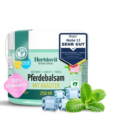 Baume pour chevaux refra chissante aux herbes & la glucosamine 250m - pour les douleurs et les gonflements - gel naturel contre la douleur avec menthol consoude arnica huile de menthe roma