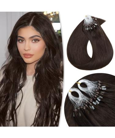Tess microring extensions real hair loop hair extension 0.5g remy human hair extensions 100 strands 55g 55cm ( #2 dark brown) 55 cm #2 dark brown