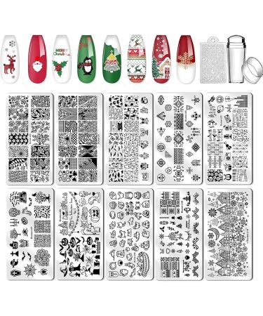 Biutee Nail Stamping Plates Kit with 1 Stamper and 1 Scraper Templates Tree Flower Animal Snowflake Image Stencils Vintage Ethnic Plate Stamp Art for Manicure - Buy Online on GoSupps.com