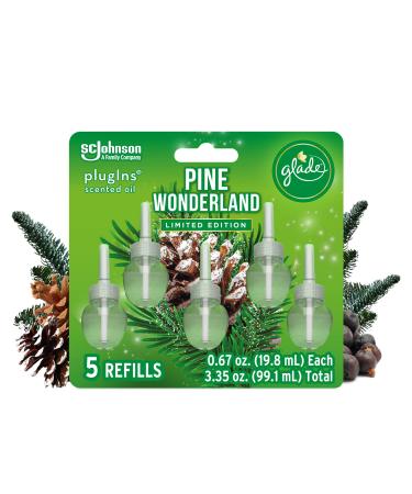Glade PlugIns Refills Air Freshener, Scented and Essential Oils for Home and Bathroom, Pine Wonderland, 3.35 Fl Oz, 5 Count Pine 3.35 Fl Oz (Pack of 1)