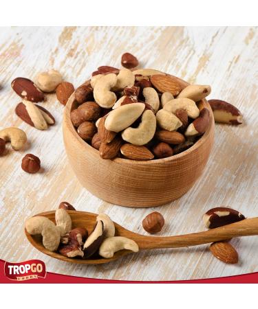 Tropgo Dry Roasted Unsalted Mixed Nuts 190g - Nuts in Resealable and Recyclable Tub - Wholesome Trail Mix with Fibre Protein and Essential Minerals - Healthy Snacks for All Ages - Buy Online on GoSupps.com