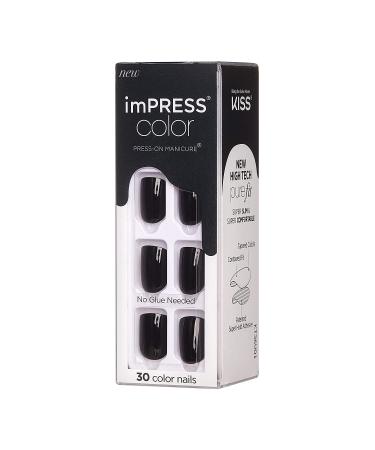 KISS imPRESS Gel Nail Kit - All Black Press-On Manicure with PureFit Technology | Includes Prep Pad, Mini File & 30 Nails - Buy Online on GoSupps.com