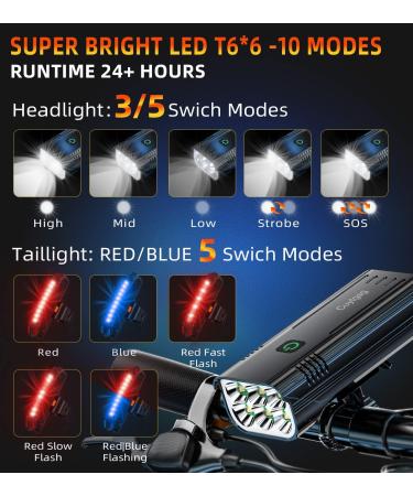 2023 New 6 LED 9000 Lumen Super Bright Bike Lights - 360 Rotatable Headlight | 10 Modes, 24+ Hrs Runtime, USB Rechargeable, Waterproof | Free Taillights | Night Riding Bicycle Light - Buy Online on GoSupps.com