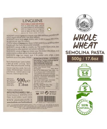 Morelli Pasta Whole Wheat Linguine Pasta - Imported Pasta from Italy - 500g (2 pack) Linguine 17.6 Ounce (Pack of 2) - Buy Online on GoSupps.com