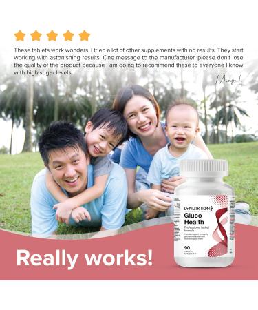 GlucoHealth Professional Herbal Formula Helps Maintain Healthy Glucose Blood Sugar Levels 90 Capsules - Dr Nutrition 360 - Buy Online on GoSupps.com