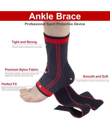 Ankle Brace Set of 2 - Compression Support for Injury Recovery & Joint Pain - Arch Brace Support - Foot Stabilizer - Protect Against Sprains & Swelling - Size L - Buy Online on GoSupps.com
